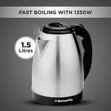 Butterfly Evo Pro 1.5L Electric Kettle | 1350 W | Auto Shut Off | Steel with Black