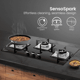 Crompton 3Br Hob | 76 cm | Auto Ignition | Black | SKHB763SP-MBL