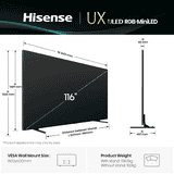 Hisense Class RGB MiniLED ULED Premium X Series 4K UHD Google Smart TV | 116 Inch | RGB Backlight MiniLED Up to 8000 nits  3D Color Master Pro | 116UX