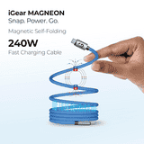iGear Magneon Magnetic Fast Charging Cable | USB-C Cable to USB C Cable | 240W | Blue