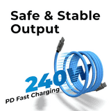 iGear Magneon Magnetic Fast Charging Cable | USB-C Cable to USB C Cable | 240W | Blue