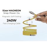 iGear Magneon Magnetic Fast Charging Cable | USB-C Cable to USB C Cable | 240W | Yellow
