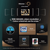 Hisense Class RGB MiniLED ULED Premium X Series 4K UHD Google Smart TV | 116 Inch | RGB Backlight MiniLED Up to 8000 nits  3D Color Master Pro | 116UX