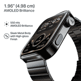 Boat Chrome Endeavour Square Smart Watch for Men & Women | Premium Metal Body | 1.96”(4.97cm) AMOLED Display | Steel Black