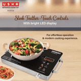 Usha Infrared Induction Cooktop | 2200W | 4 Preset Menus | Black | IR2200TCB