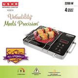 Usha Infrared Induction Cooktop | 2200W | 4 Preset Menus | Black | IR2200TCB