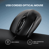 Salpido M35 Wired USB Optical Mouse | Plug & Play | Black