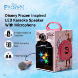 Disney Frozen Kids Karaoke Bluetooth Speaker with Wired Microphone | RGB LED Party Lights | Pink | DY-1016-FZ