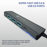 Portronics Mport Edge High-Speed Connectivity Hub | Type-C Charging Support | 5 Ports Dual USB Hub | Grey | POR 2931