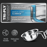 Milton Triply Stainless Tadka Pan | 370 ml | 12 cm | Silver