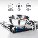 Milton Triply Stainless Tadka Pan | 370 ml | 12 cm | Silver