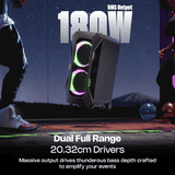 Zebronics Zeb Roxor Plus Trolly DJ Speaker | 180 W | Black