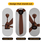Atomberg Renesa Prime BLDC Ceiling Fan with Remote | 1200 mm | Gloss Brown
