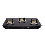 Vidiem Veer Jumpo Glass Top Gas stove | 3 Burner | Black