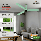 Luker Size Alpha Cosmos BLDC Ceiling Fan | 1200mm | Oasis Green