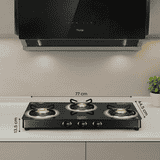 Prestige Royale Plus GT 03L Toughened Black Glass Top Gas Stove | 3 Brass Burners | Black