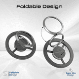 Promate Magnetic Ring Phone Holder | Multi-Angle 360° Rotation | Foldable Design | SnapRing Black