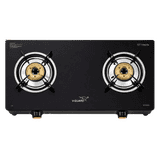 V-Guard Idalia Gas Stove | 2 Burner | Glass Top | Black