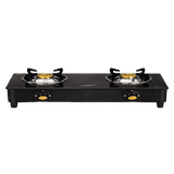 V-Guard Idalia Gas Stove | 2 Burner | Glass Top | Black