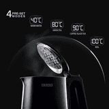 Usha ICHEF Programmable Electric Kettle | Digital LED Display and Touch Control | 1.5 L | Black