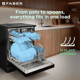 Faber Free Standing Digital Dishwasher | LED Display | Black | FFSD 6PR 14S BK