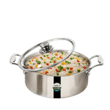 Nolta Stainless Steel Triply Casserole Biriyani Pot | 6.5 L | 26 cm | Silver