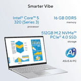 ASUS Vivobook 15 Laptop | Intel Core 5 320 | 16GB | 512GB | Cool Silver | X1504MA-BQ125WS