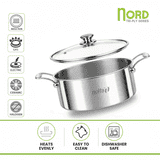 Nolta Stainless Steel Triply Casserole Biriyani Pot | 6.5 L | 26 cm | Silver