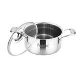 Prabha Triply Hexa Cube Casserole | Glass Lid | 8.5 L | 28 cm | Silver