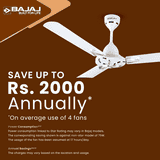 Bajaj  Novella BLDC Ceiling Fan | 1200 mm | Serene White