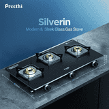 Preethi Silverin Glass Top Gas Stove | 3 Burner