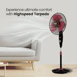 Crompton Torpedo HS Pedestal Fan | 400mm | Black & Red