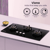 Crompton Hob Viona | 78 cm | 3 Burner | Black | VNDC783-MBL