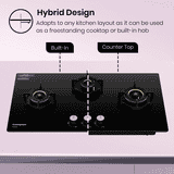 Crompton Hob Viona | 78 cm | 3 Burner | Black | VNDC783-MBL