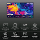Haier Mini LED AI Smart Google TV | 139 Cm ( 55 Inch ) | Black | 55M70UHMINI