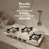 Preethi Glamsteel Stainless Steel Gas Stove | 3 Burner
