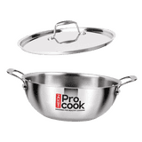 Milton Pro Cook Triply Kadai with Lid | Stainless Steel | 30 Cm