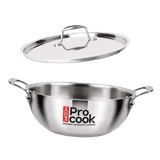 Milton Pro Cook Triply Kadai with Lid | Stainless Steel | 28 Cm