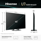 Hisense 4K Ultra HD Mini LED TV | 165 Cm ( 65 Inch ) | Black | 65U7SE