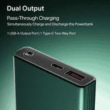 boAt Energyshroom Fast Charging Power Bank | 10000 mAh | 22.5W | Emerald Green | PB300 Pro