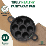 The Indus Valley Super Smooth Cast Iron Paniyaram Pan | 7Pit | Black