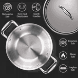 Milton Pro Cook Triply Kadai with Lid | Stainless Steel | 24 Cm