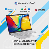 ASUS Vivobook 15 Thin & Light Laptop | Intel Core 3 100U | 8GB | 512GB | Silver | X1504VAP-BQ1321WS