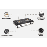 Greenchef NAMO Series Glass Manual Gas Stove | 2 Burners