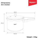 Impex ECO 3 Litre Induction Base Aluminium Pressure Cooker With Outer Lid