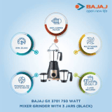 BAJAJ Mixer Grinder | 750 W | Black, Gold | GX 3701