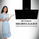 Faber Hood Zenith Auto Clean Wall Mounted Chimney | 1350 CMH | Black | FL SC AC BK 90
