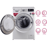 LG 8 kg 5 Star Fully Automatic Front Load with In-built Heater-FHT1408ZWL | Silver