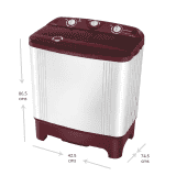 Kelvinator 6.5 kg Top Loading Semi-Automatic Washing Machine | KWS-A650CR | Cherry Red
