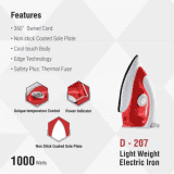 Greenchef D-207 1000 W Dry Iron | Red